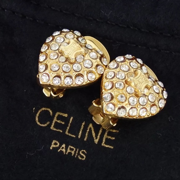 AUTH Celine Vintage Heart Earrings - Picture 1 of 5